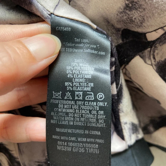 Ted Baker London Black fitted tailored one button wool blend blazer  Sz 1 - Picture 8 of 12